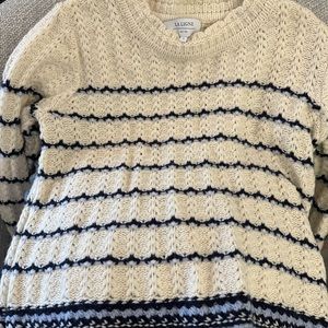 La Ligne Cream and Navy Striped Sweater